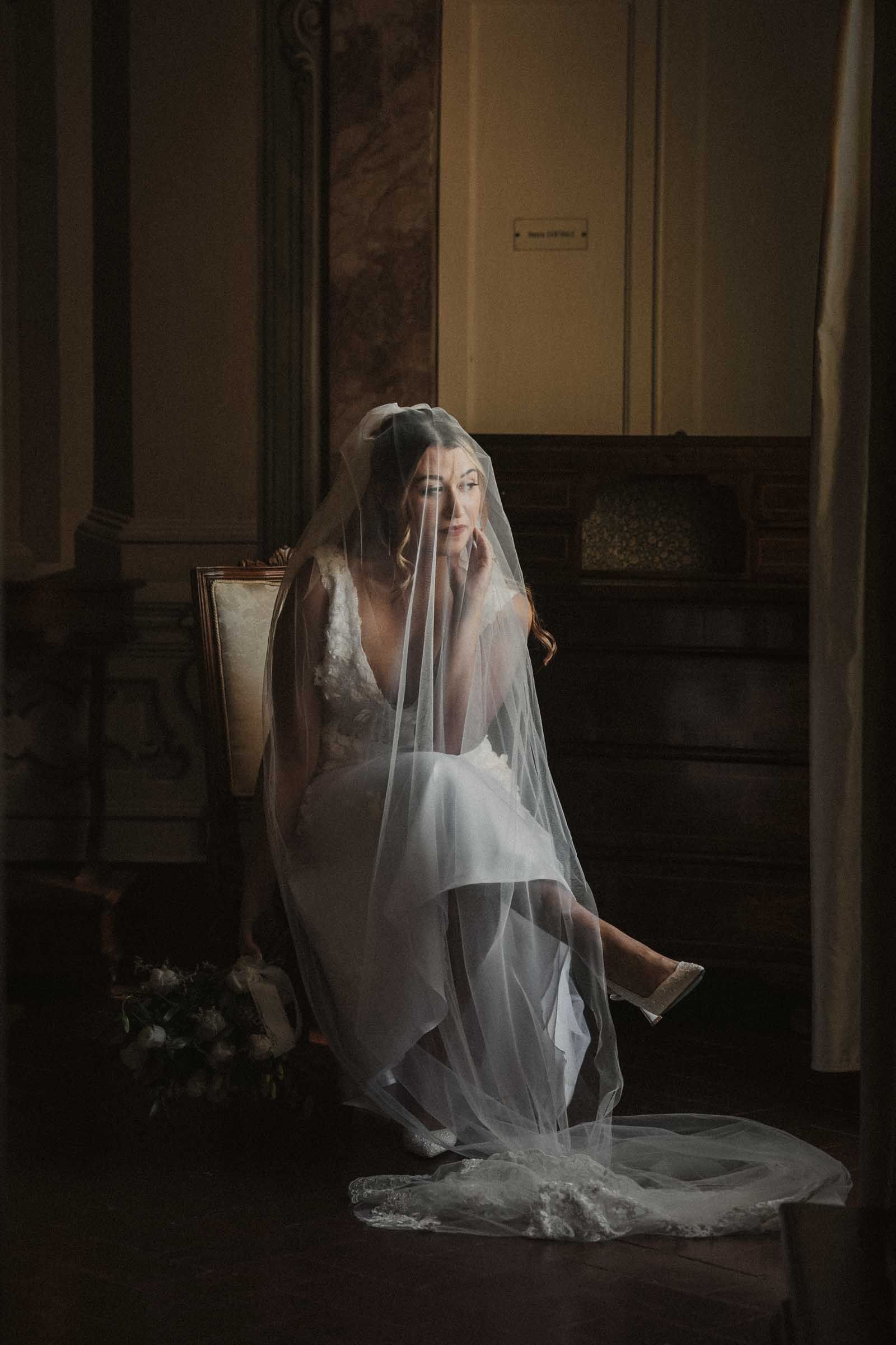 elopement at villa sermolli, bride portrait, the unseen photography